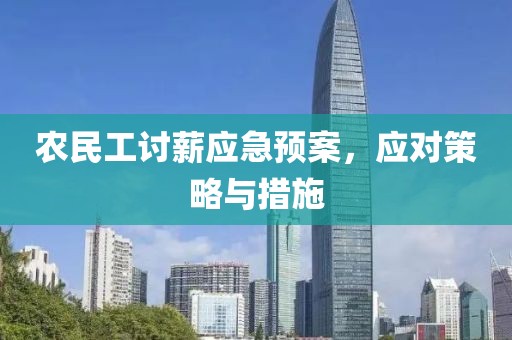 农民工讨薪应急预案，应对策略与措施