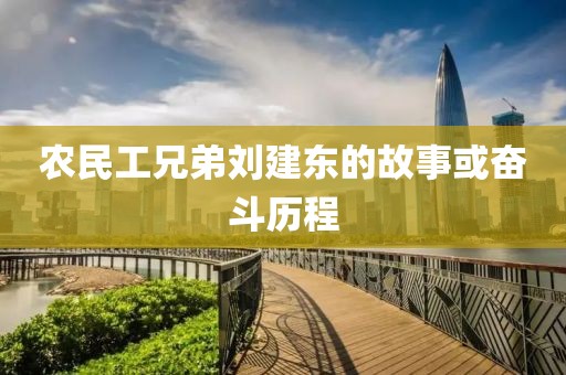 农民工兄弟刘建东的故事或奋斗历程